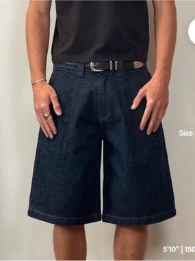 Pool House New York Shibuya Pleated Shorts NWT Baggy Jorts Wide-Leg Cone Denim